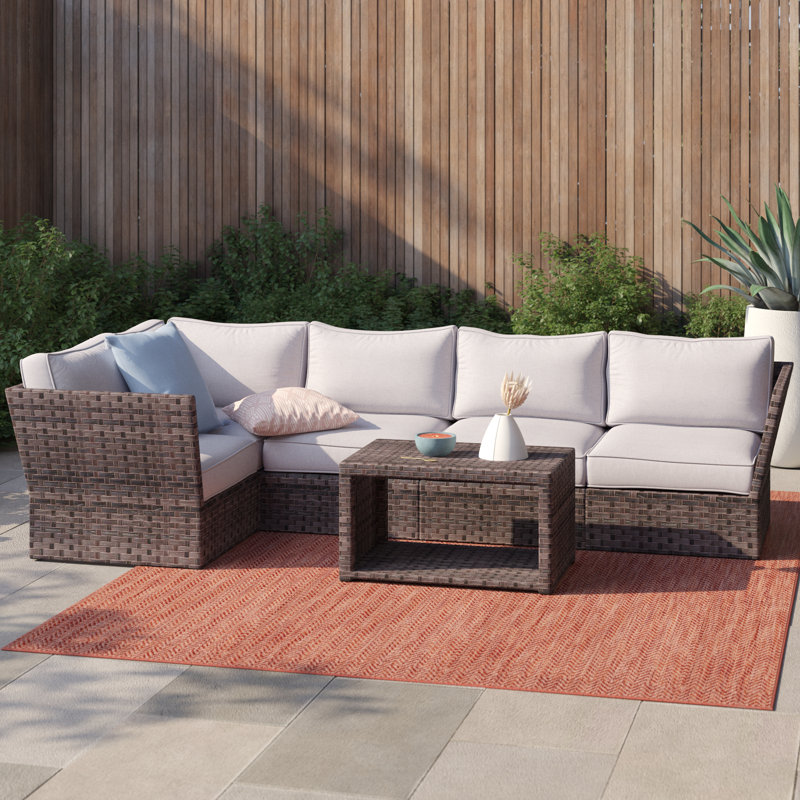 Anndale Wicker Fully Assembled 4 - Person Seating Group with Cushions