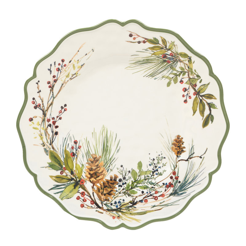 Winter's Forest Melamine Christmas Platter Set, Round and Oval