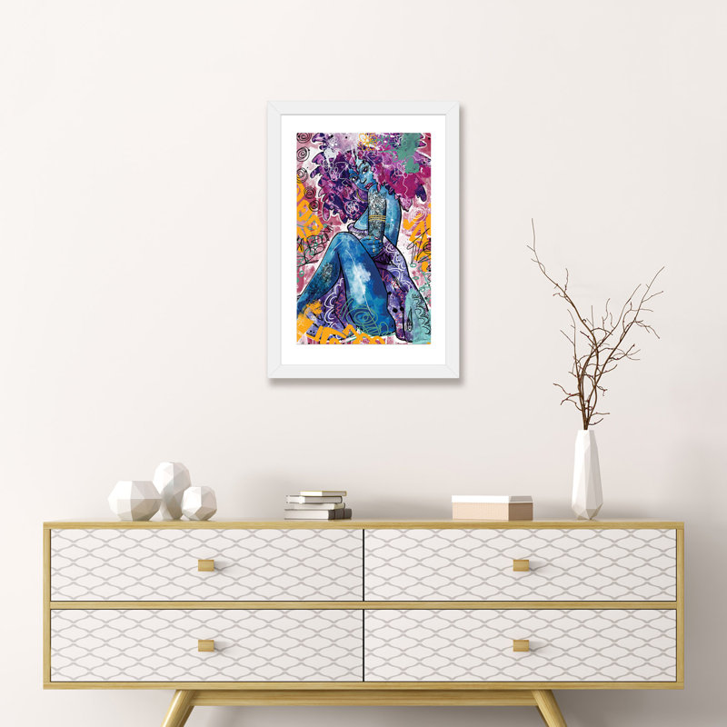 «Ife» par Justin Copeland, Papier encadré blanc, H 24 po x l 16 po x P 1 po