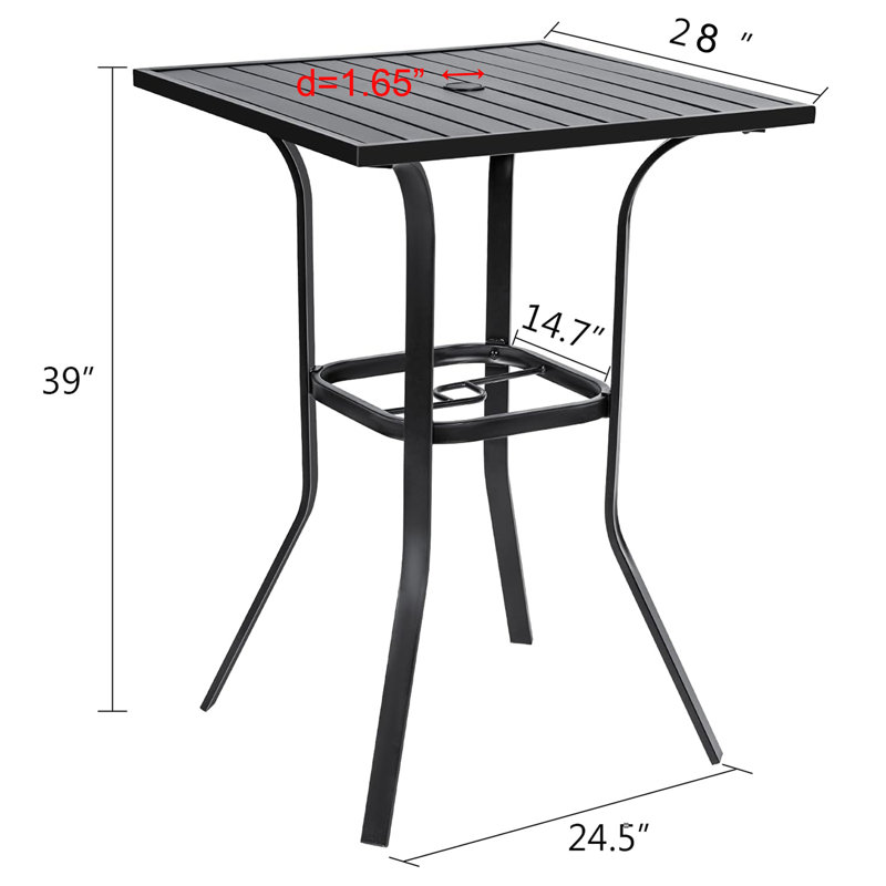 Jayc Metal Patio Bar Table with 1.65" Umbrella Hole