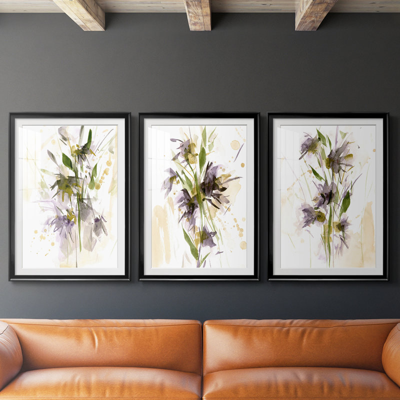«After Rain I», reproduction sur mesure encadrée de qualité supérieure - 3 pièces, Noir, H 30 po x l 63 po
