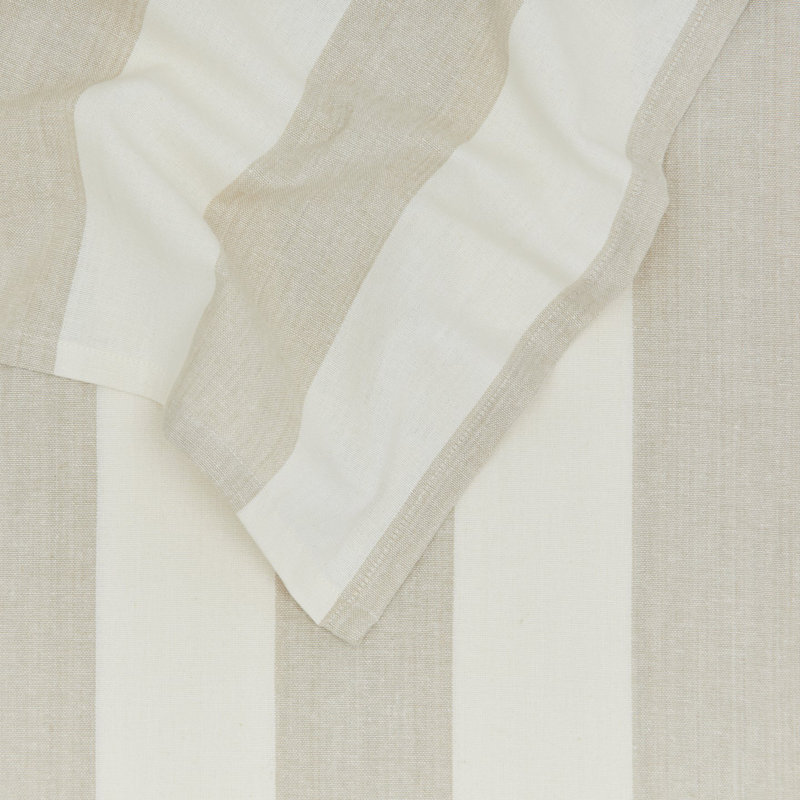 Ivory and Flax Striped Cotton Rectangular Tablecloth