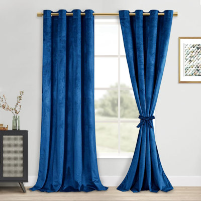 2 Panels Velvet Curtains with Tiebacks - Luxury Grommet Top Window Treatments Room Darkening Privacy Protect Drapes for Bedroom Living Room Home Decor