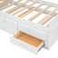 Lit simple en bois avec tête de lit avec prises de courant, lit extensible avec lit gigogne simple avec trois tiroirs de rangement, blanc