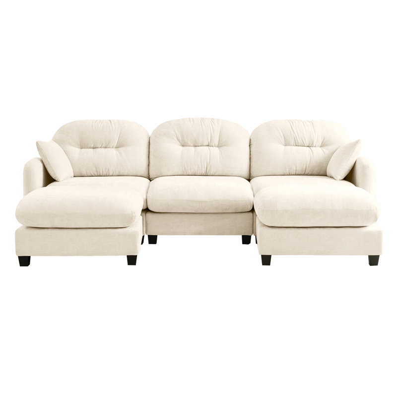 Modular Sectional U Shaped Couch With Ottoman, Premium Chenille Fabric,With 2 Throw Pillows, High-Density Foam  Tufted Cushion Backrest Design,Easy Install,Fits Bedrooms,Reading Nooks