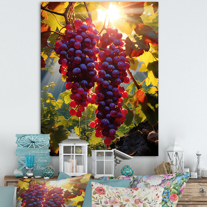 «Sunset on Vineyard in Rhones», reproduction sur toile, Toile tendue, H 32 po x l 16 po x P 1 po