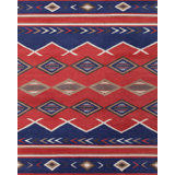 Wool Southwestern Area Rug in Red/Indigo/Brown/Oatmeal