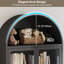 Vitrine de rangement arquée en métal 73,6 "avec tablettes réglables et portes en verre-1097612521