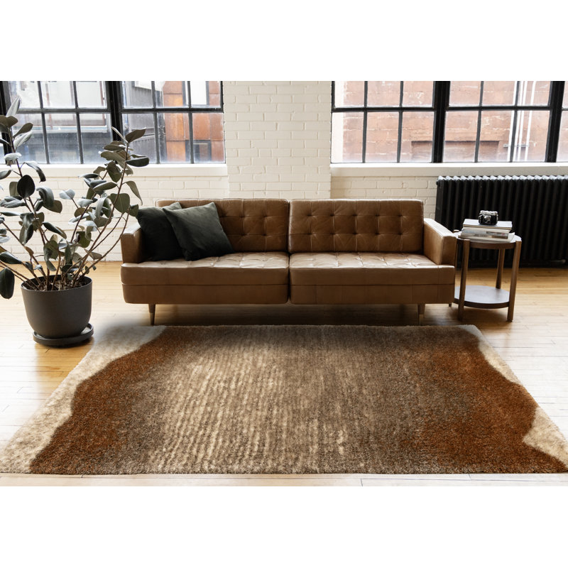 Tapis d'intérieur brun clair et rouille Jacylyn, Rectangle 5 pi 3 po x 7 pi 7 po