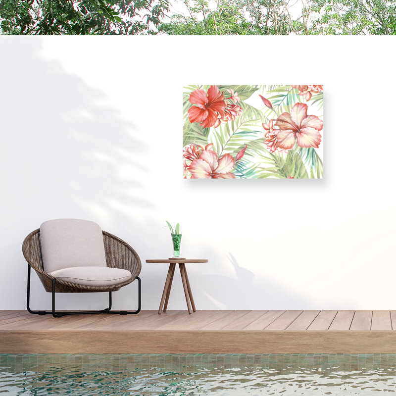 Toile d'extérieur à motif hibiscus Marcus Jules, H 12 po x l 19 po