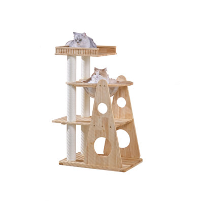 43.31" Natural Color Standard Solid Wood Cat Tree