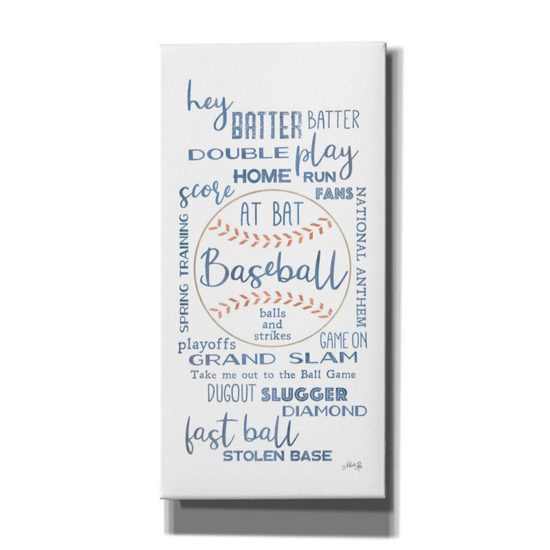 'Baseball Phrases' by Marla Rae, Canvas Wall Art, 12" W x 24" H x 1.9" D