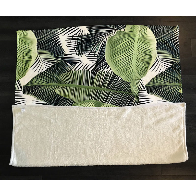 Throw Blanket, 68" W x 80" L, Floral/Abstract, Green/Black