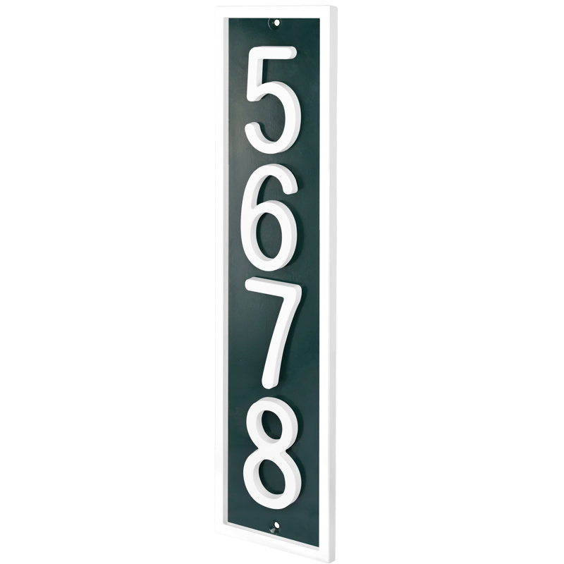 Plaque d'adresse flottante en aluminium Royal Shade, Blanc, Oui, Vert