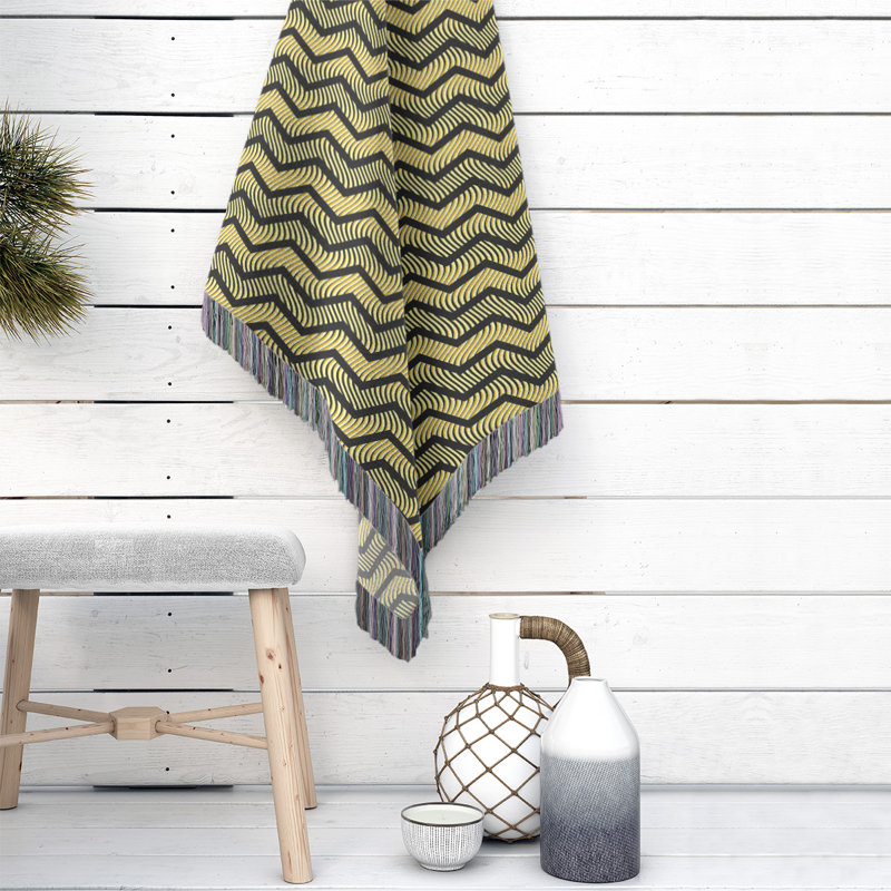 Couverture en coton tissé Rhonda Cheval, l 80 po x L 60 po, Black /Yellow