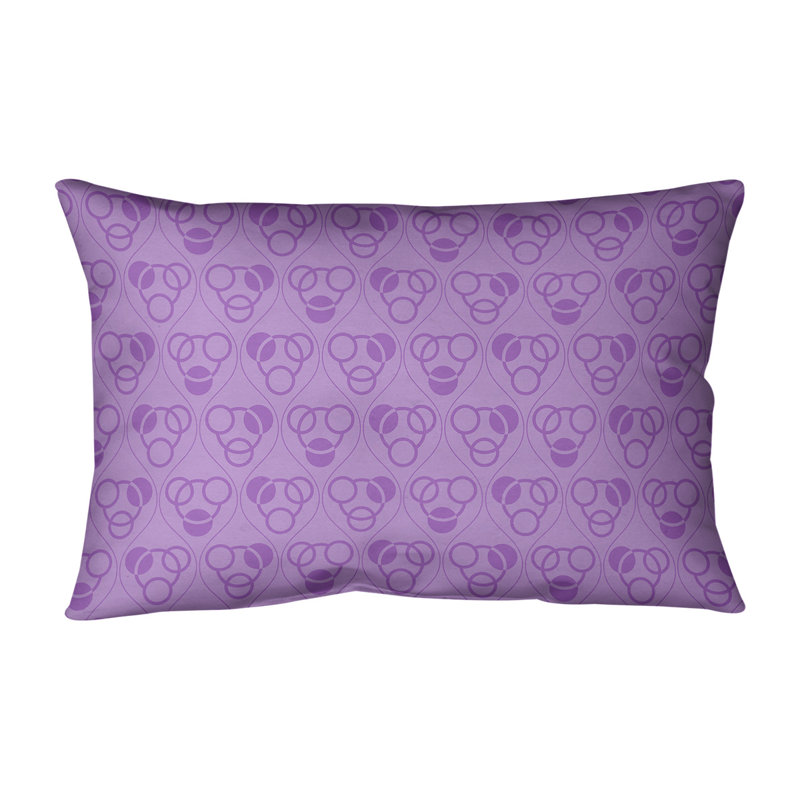 Coussin lombaire classique à motif de cercles Waves, H 14 po x l 20 po, Pas de bourre, Violet