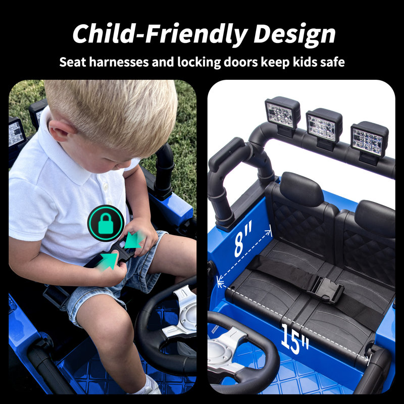 24V Kids Ride on Toy, Ride on Truck Voiture électrique pour enfants avec télécommande, Bluetooth, Bleu
