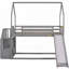 Lit simple superposé avec glissade convertible Escalier de rangement (pas besoin de sommier, bois de pin robuste)-1179923604