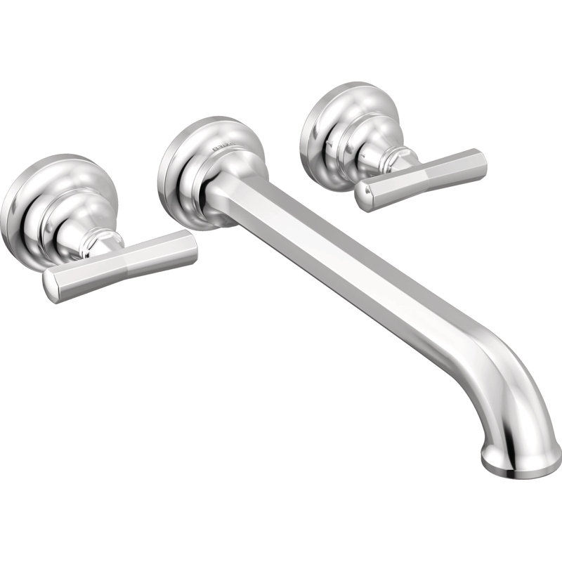 Beauclere™ Two Handle Wall Mount Tub Filler, Polished Chrome, Cross Handle
