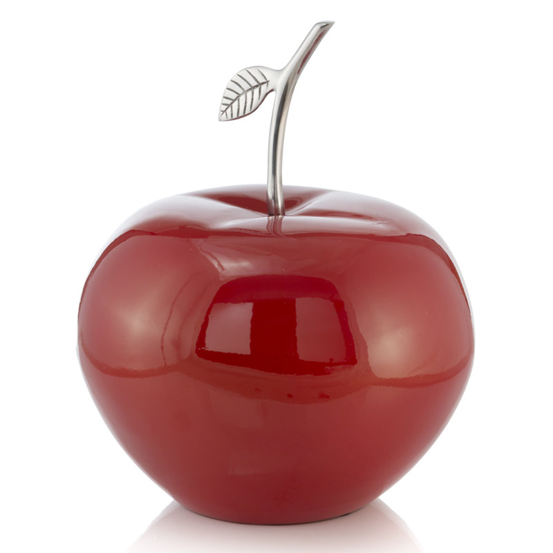 Gennoviva Aluminum Decorative Apple Tabletop Sculpture, Buffed/Red, 11" H x 10" W x 10" D