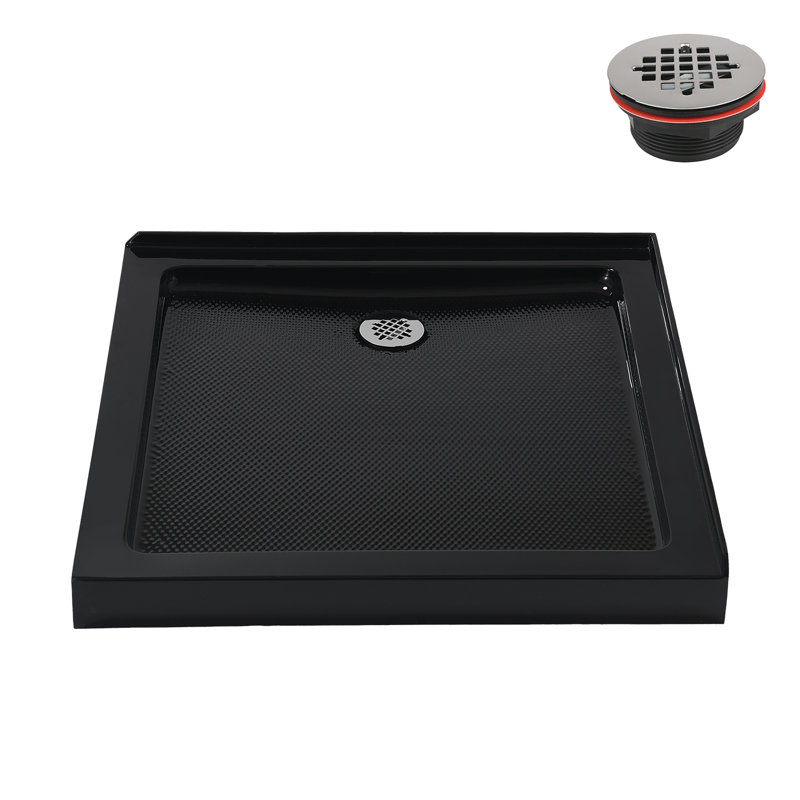 Streamline NT-2231-36BL-LF 36 in. x 36 in. Corner Acrylic Shower Base in Glossy Black with Left Hand Drain, Drain Included