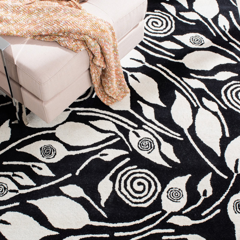 Tapis floral en laine touffeté à la main Soho, Rond 6 pi