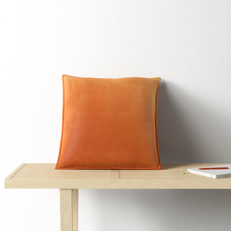 Oreiller 100% coton Edgar Square, Chameau, Housse de coussin seulement - sans coussin, H 18 po x l 18 po
