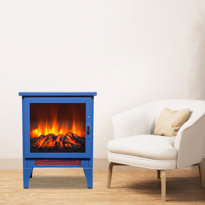 Electric Freestanding 18 Inch Fireplace Stove With Realistic 3D Flame, Classic Blue Shade, /Ul - For , 1400W/700W Heat Provision, 5000 'S, 50000 Hours Led Operation, Three Sided View Style, Bottom
