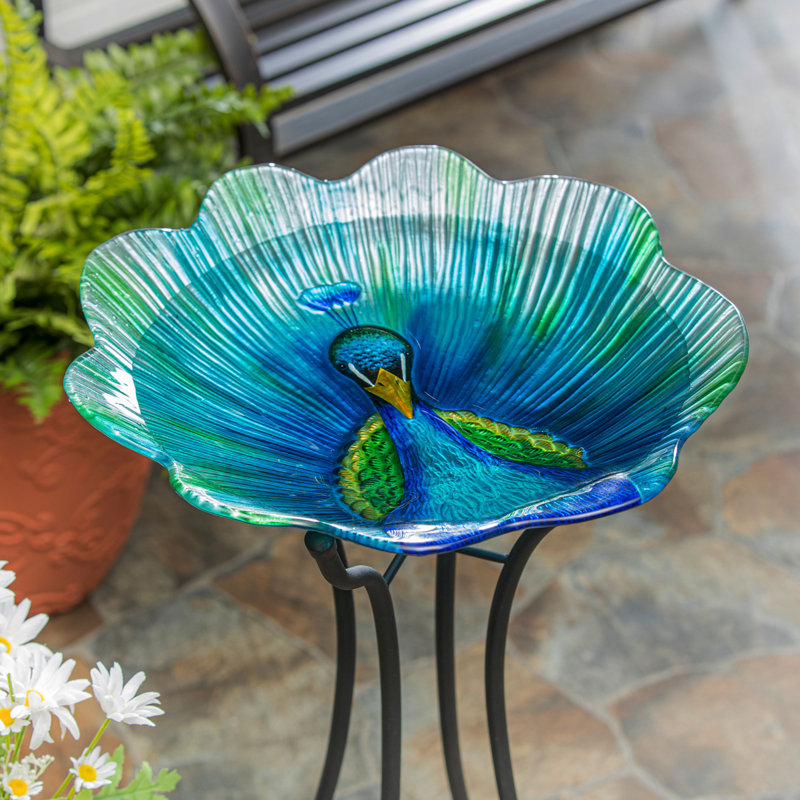 Glass Single Tier Birdbath