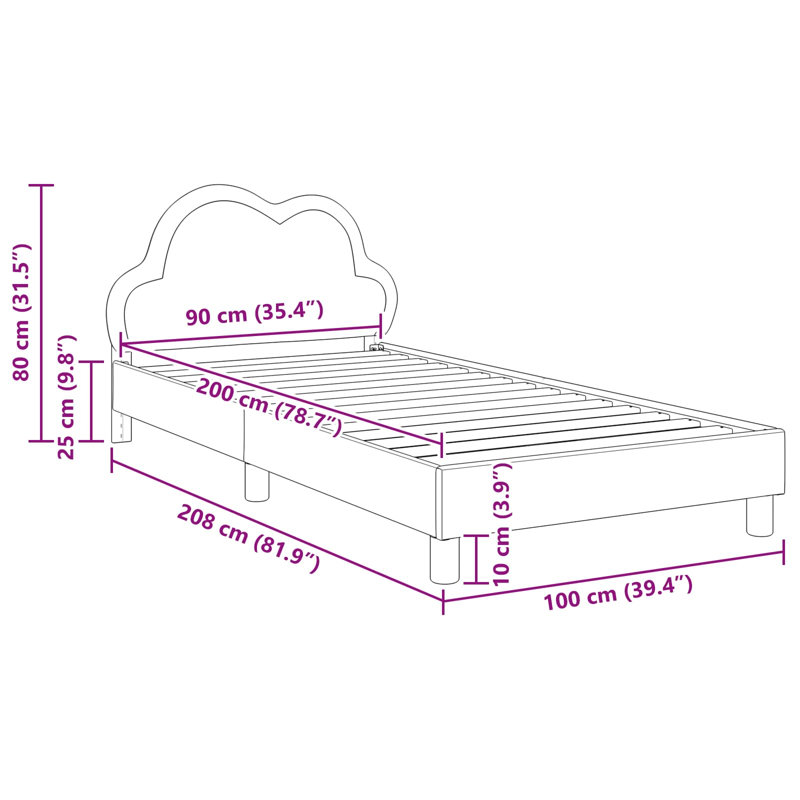 Bed Frame, 100 x 200cm, Pink