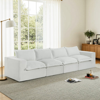 Canapé modulaire rembourré en chenille avec dossier rembourré - entièrement comprimé, aucun assemblage requis