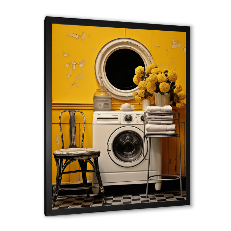 «Lazarette Laundry Retro Vibe» sur toile, Cadre photo noir, H 20 po x l 12 po x P 1 po