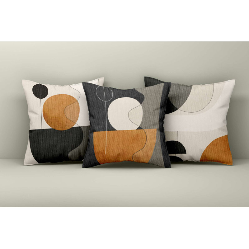 Ensemble de housse de coussin élégant (3 pièces), 16,9 x 16,9 pouces | 50% coton / 50% polyester, lavable et repassable | Parfait pour la décoration intérieure, le canapé et le salon, tissu doux et durable