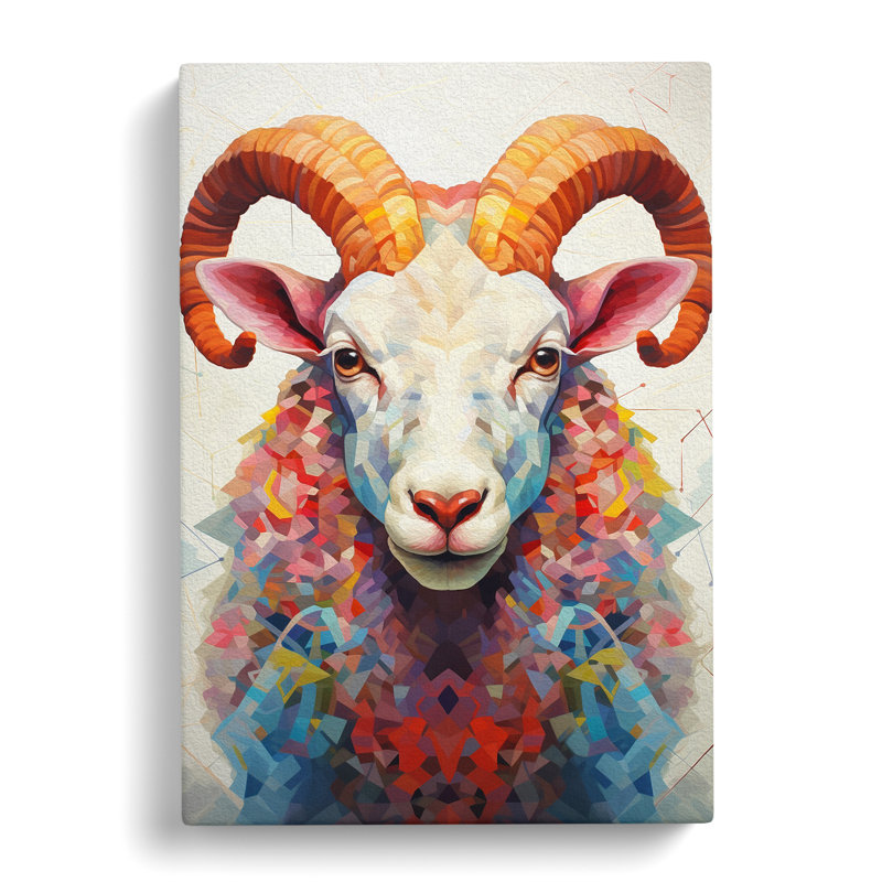 Sheep Geometric - Wrapped Canvas, 60cm H x 40cm W x 3cm D