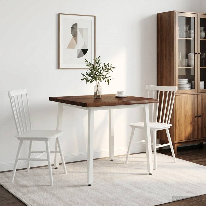Acacia Dining Table, 75cm H x 70cm W x 70cm D, Dark Brown / White