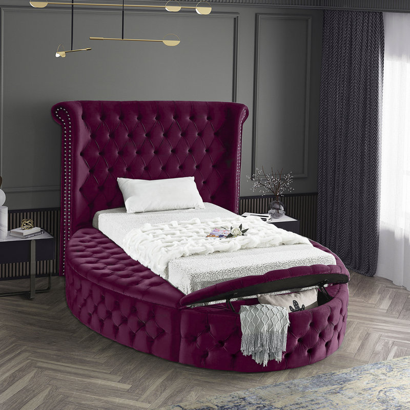 Dorgan Upholstered Wingback Bed, Twin, Purple Velvet