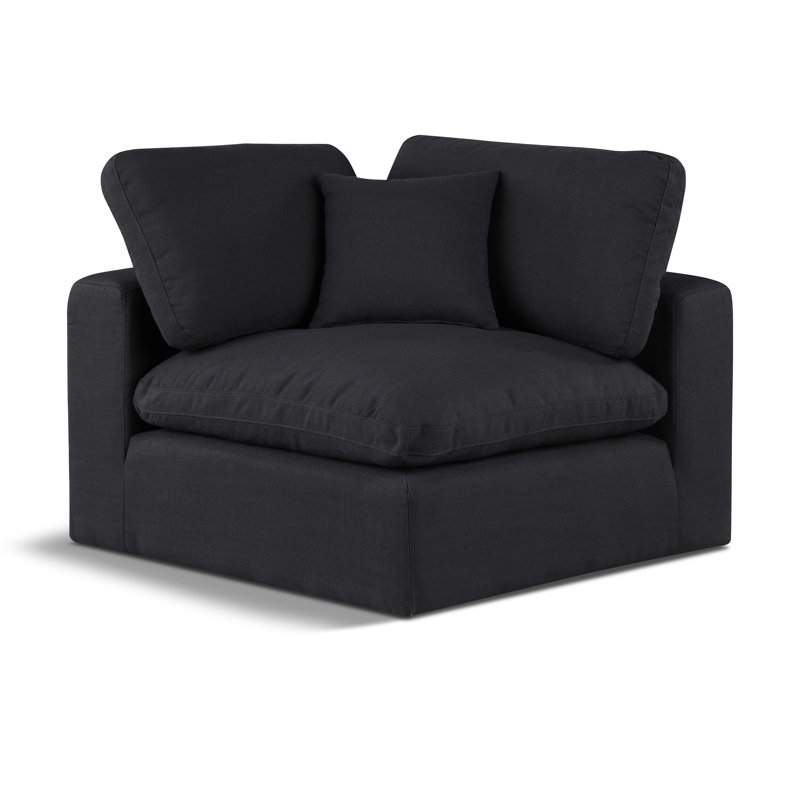 Fauteuil d'angle 40 po, Tissu texturé en lin noir