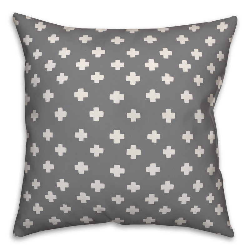 Polka Dots Reversible Throw Pillow, 20" x 20", Gray Geometric 1