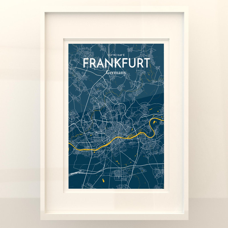Frankfurt City Map In Amuse - No Frame Print, 27.6cm H x 19.7cm W x 0.05cm D