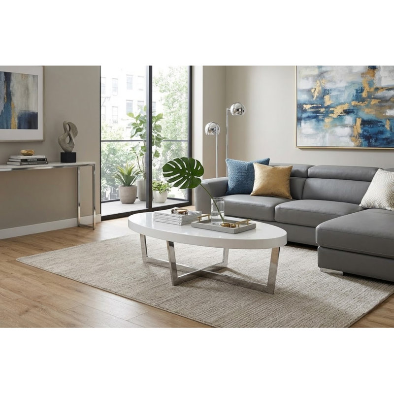 Table basse Jackson, Laque blanche ultrabrillante