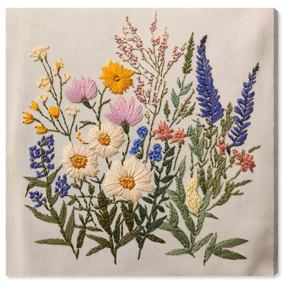 Needlepoint Prairie Posy Canvas Floral Prints by Art Remedy