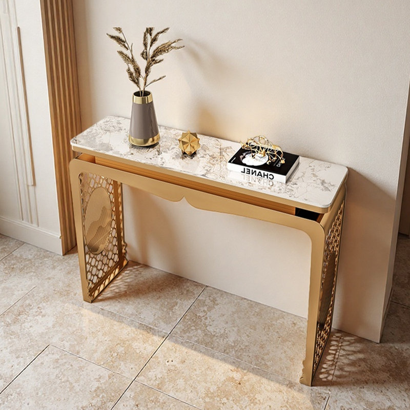 Console de hall d'entrée moderne et minimaliste, Beige, H 31,5 po x l 31,5 po x P 13,8 po