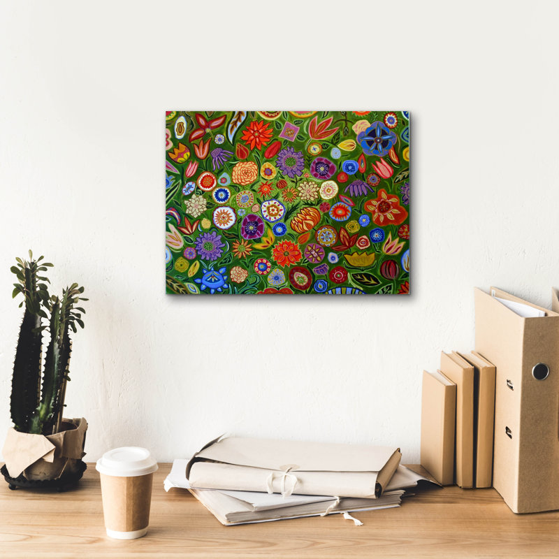 Floral abstrait par Catherine A Nolin, H 12 po x l 16 po x P 0,75 po