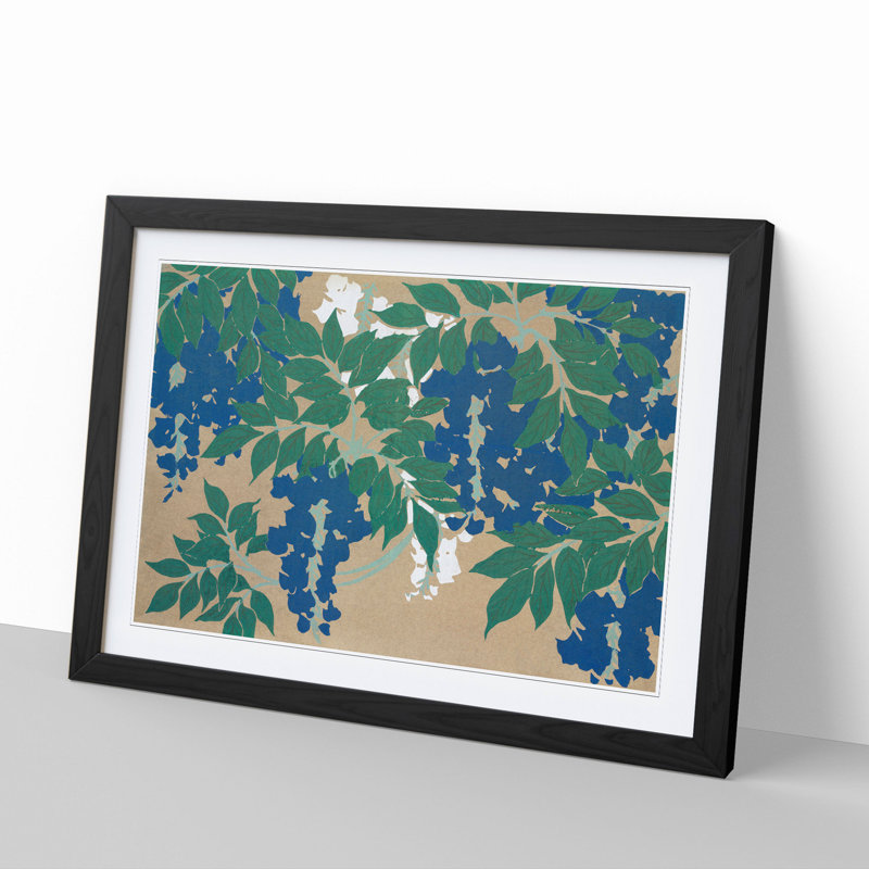 Wisteria by Kamisaka Sekka - Picture Frame Painting, 48cm H x 65cm W x 2cm D, Black Framed