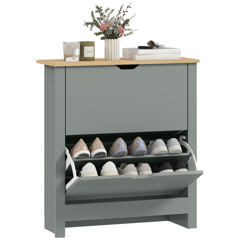 12 Pair Shoe Storage Cabinet, Light Grey