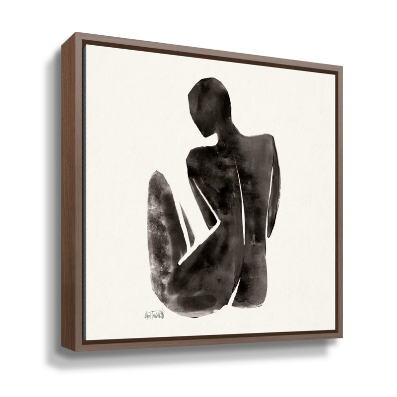 «Neutral Nudes II Sq» par Anne Tavoletti, Cadre flottant brun, H 36 po x l 36 po x P 2 po