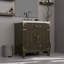 Meuble-lavabo simple en chêne brun 30 po X P 22 po D, comptoir en marbre de Carrare, 28 po Ensemble miroir et robinet-118024482