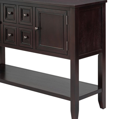 Console de rangement rétro avec quatre petits tiroirs et une tablette inférieure pour les salons, les entrées et les cuisines