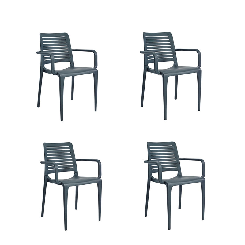 Chaise de patio empilable Aquil, Gris foncé