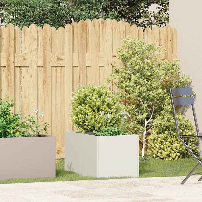 Metal Planter Box, 15.75" H x 15.75" W x 31.50" D, White